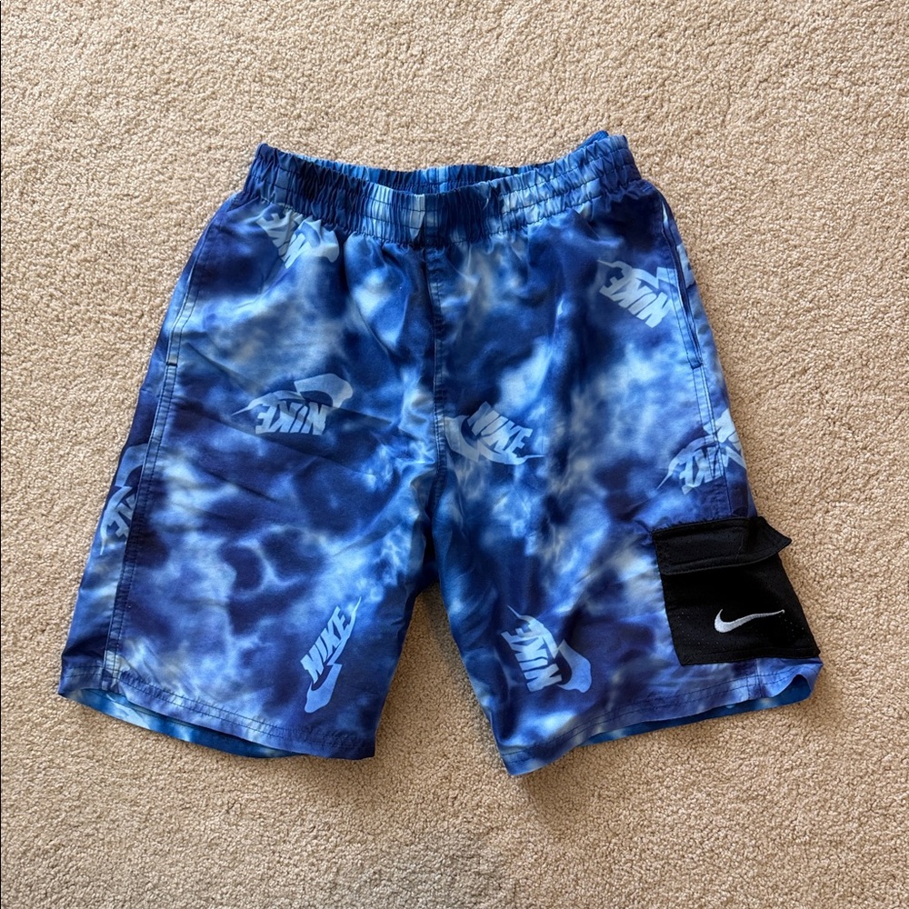 Nike Kids Blue Patterned Swim Shorts